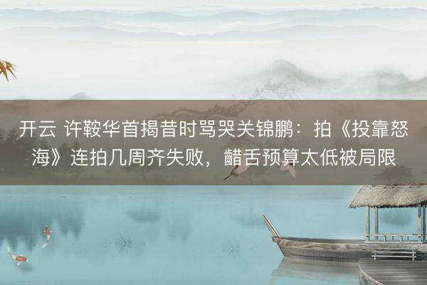 开云 许鞍华首揭昔时骂哭关锦鹏：拍《投靠怒海》连拍几周齐失败，齰舌预算太低被局限